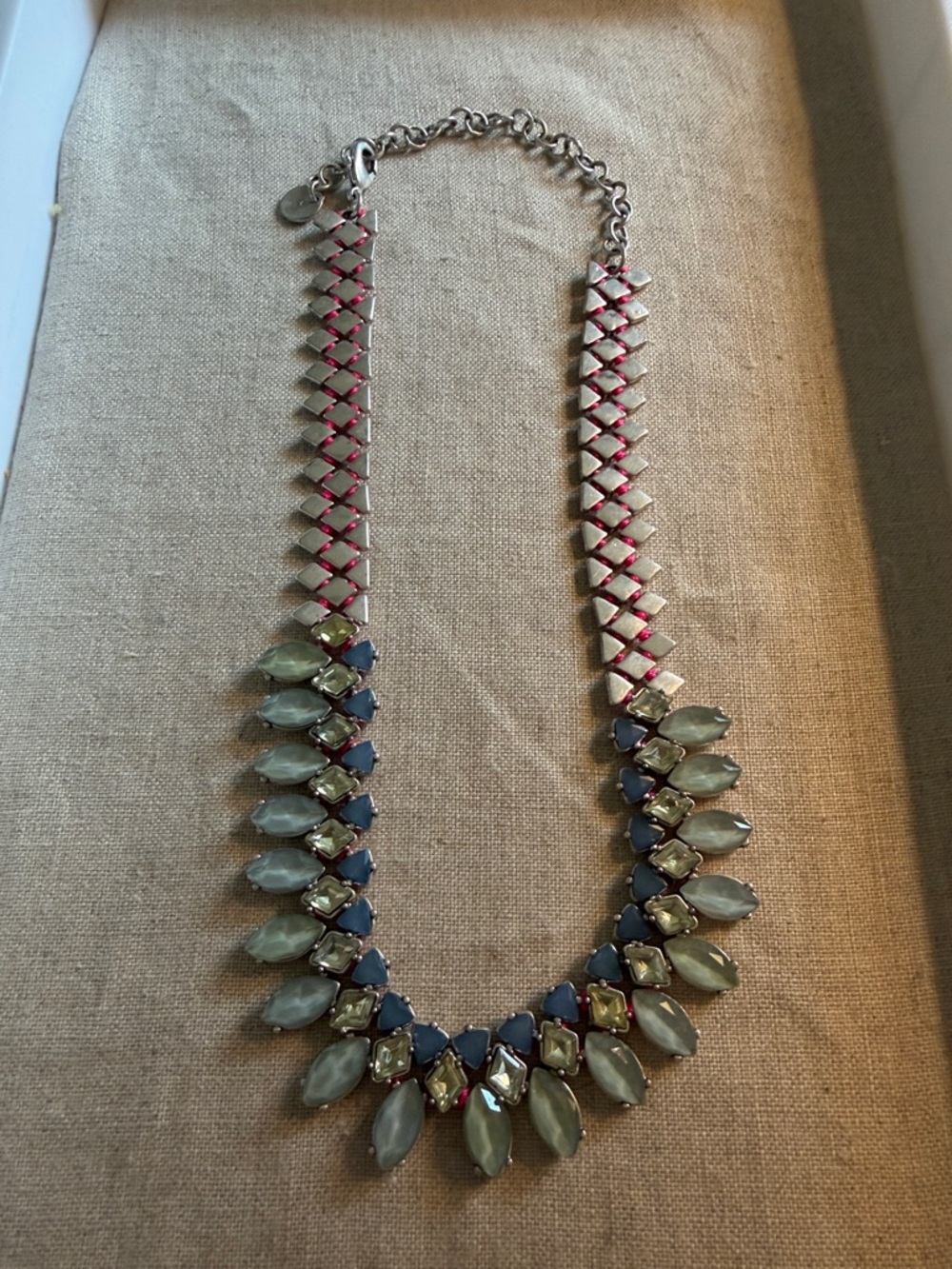 Stella and Dot Statement Necklace with Pink, Blue and Pale Green Gemstones